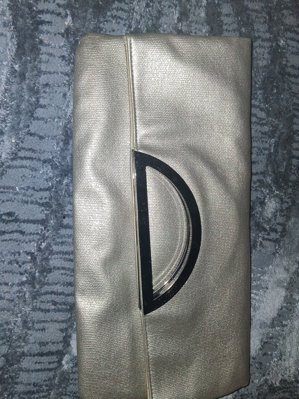 Style & Co. Metallic Silver Fold-Over Clutch with Half-Moon Handle